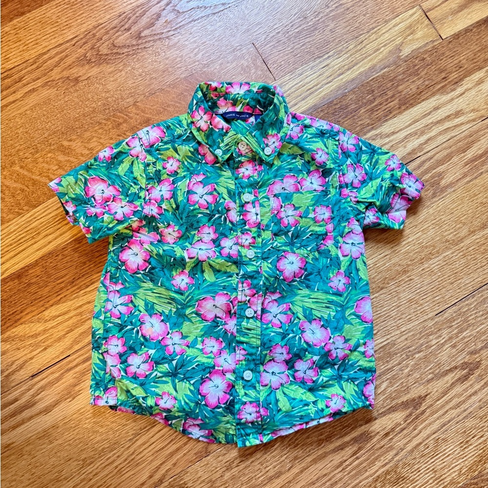 Janie & Jack Button Down Summer Short Sleeve Shirt